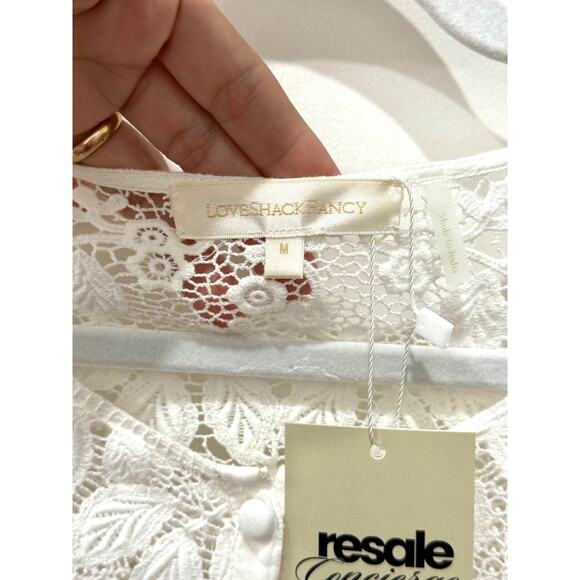 LoveShackFancy Jaislyn Embroidered Mini Dress True White Women's Size Medium - Picture 4 of 5